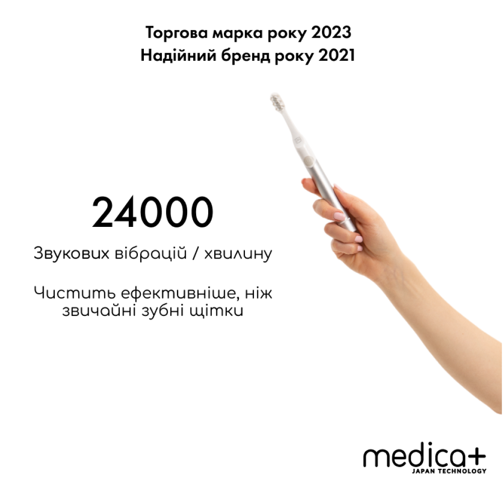 Звуковая зубная щетка MEDICA+ ProBrush 7.0 Compact Silver + Насадки (4 шт) (Japan)