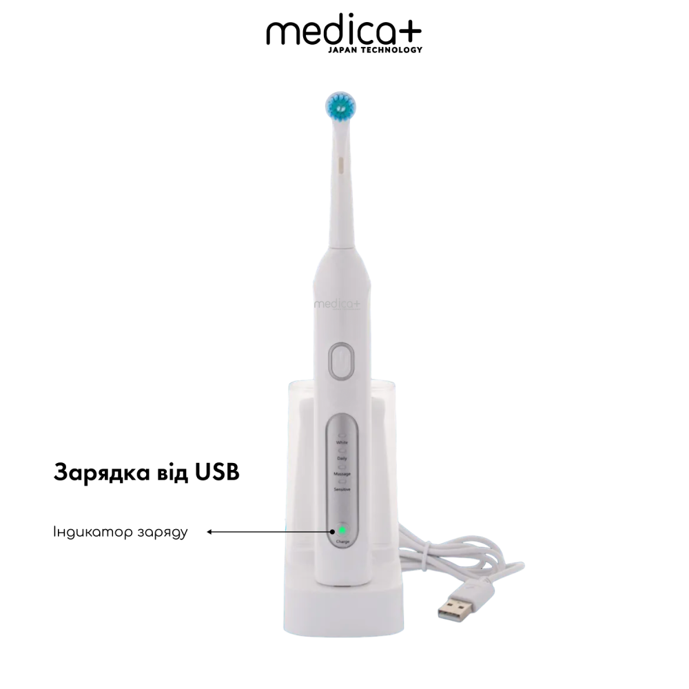 Роторная электрическая зубная щетка MEDICA+ ProBrush XO Сarbon (White) (Japan)
