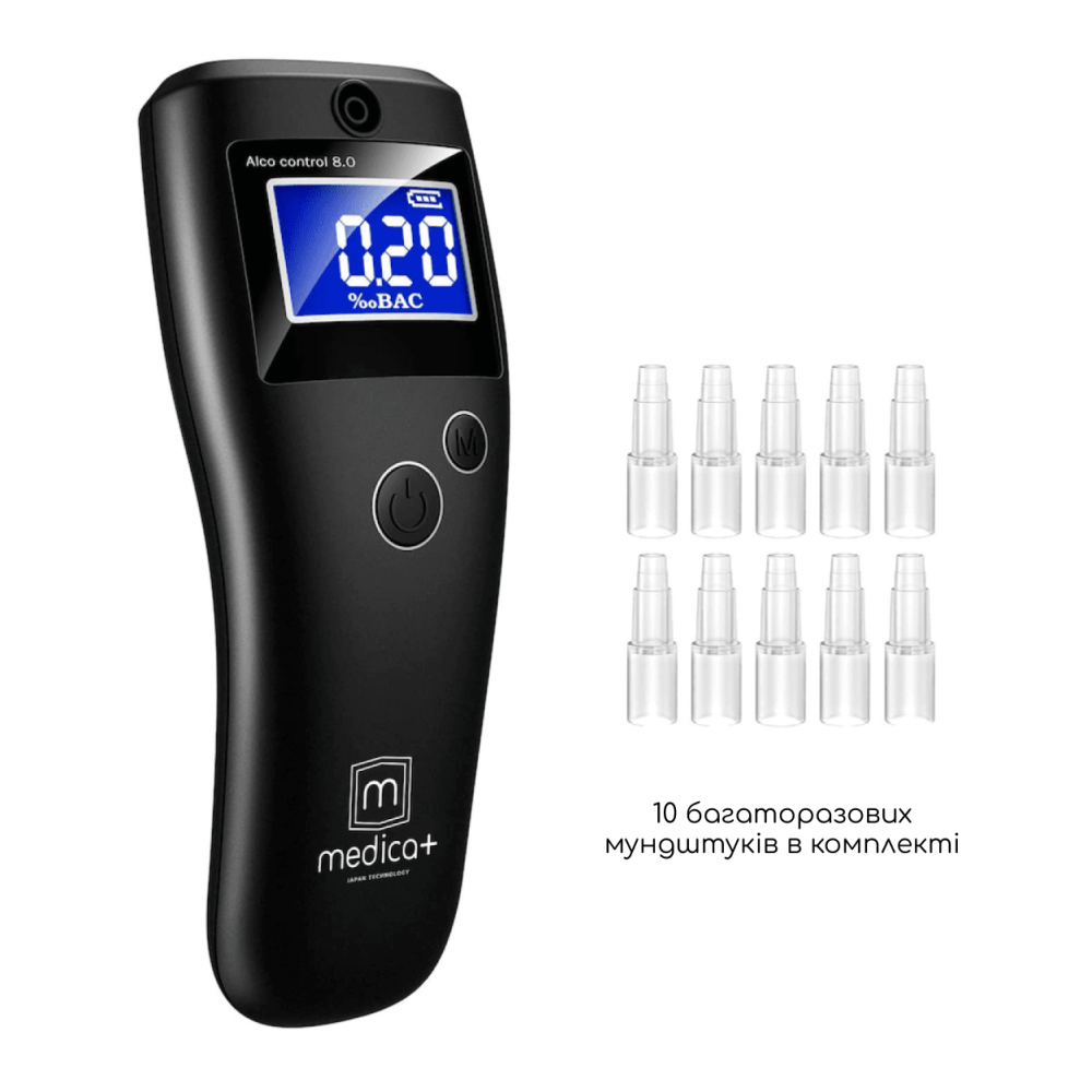 Алкотестер MEDICA+ Alco Control 8.0 + Комплект мундштуков 40шт. (Japan)