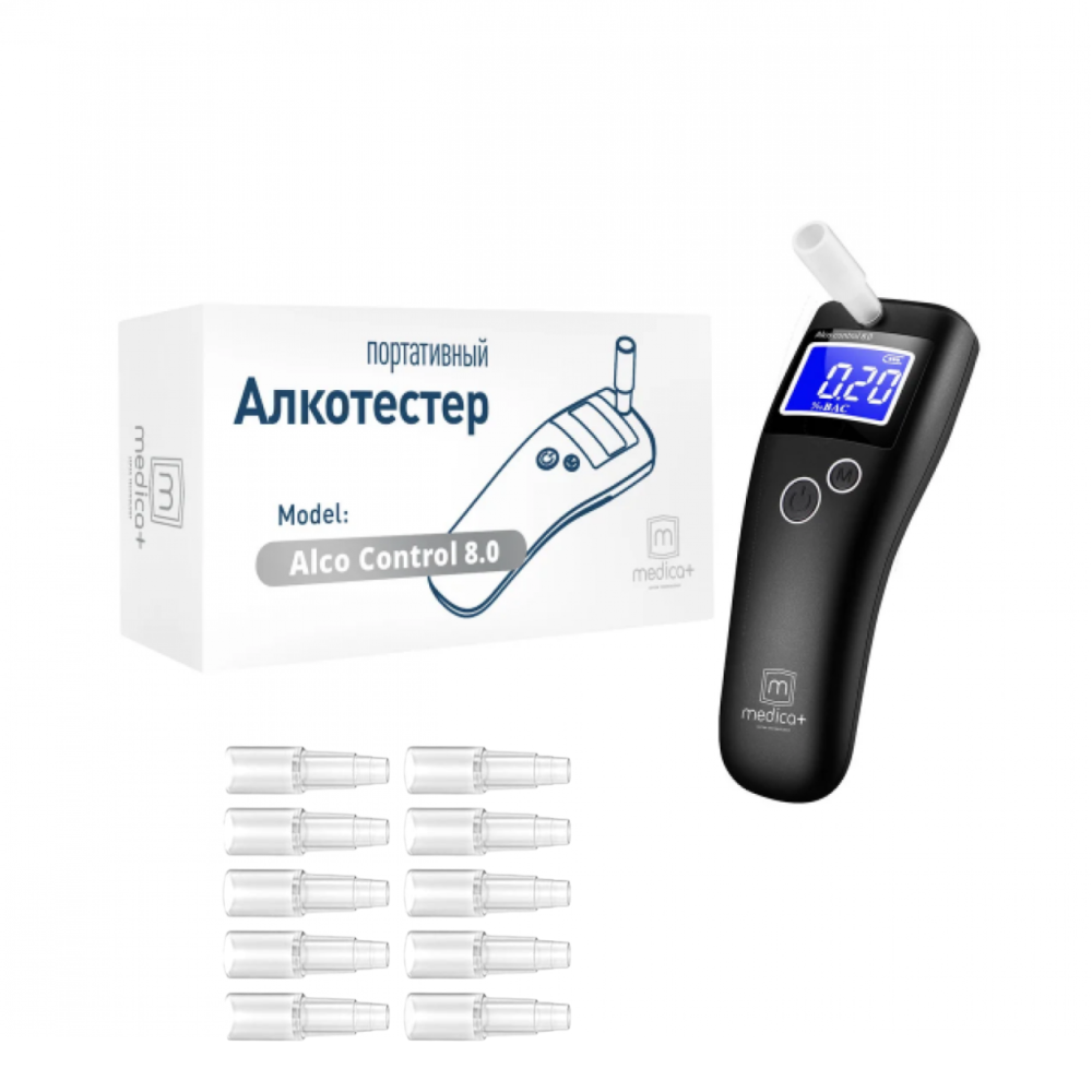 Алкотестер MEDICA+ Alco Control 8.0 + Комплект мундштуков 40шт. (Japan)