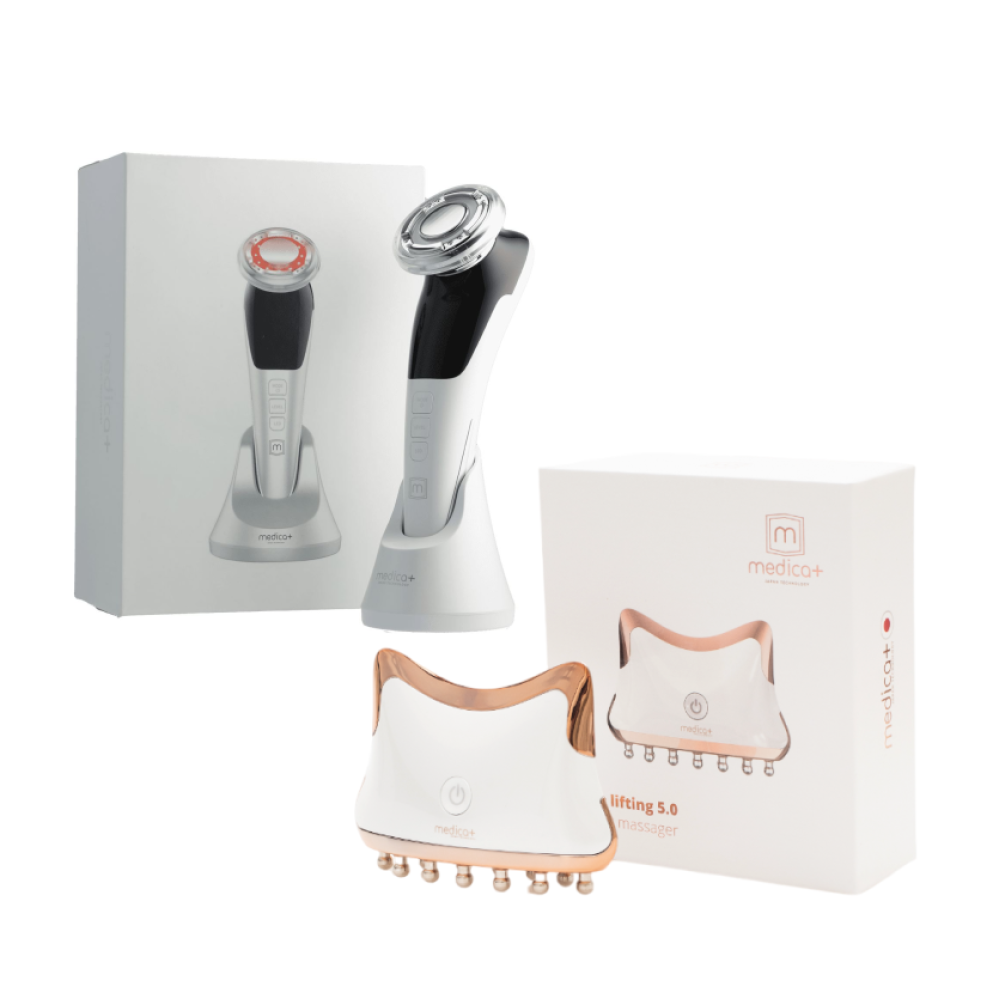 Набор микротокового RF Lifting массажера для лица Skin Lifting 7.0 White + Микротоковый лифтинг MEDICA+ Skin Lifting 5.0 (Japan)