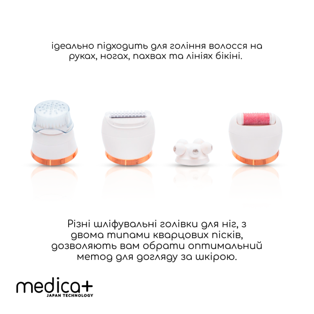 Электрическая роликовая пилка-пемза 4в1 MEDICA+ BodyControl 4v1 + Насадки (2 шт) (Japan)