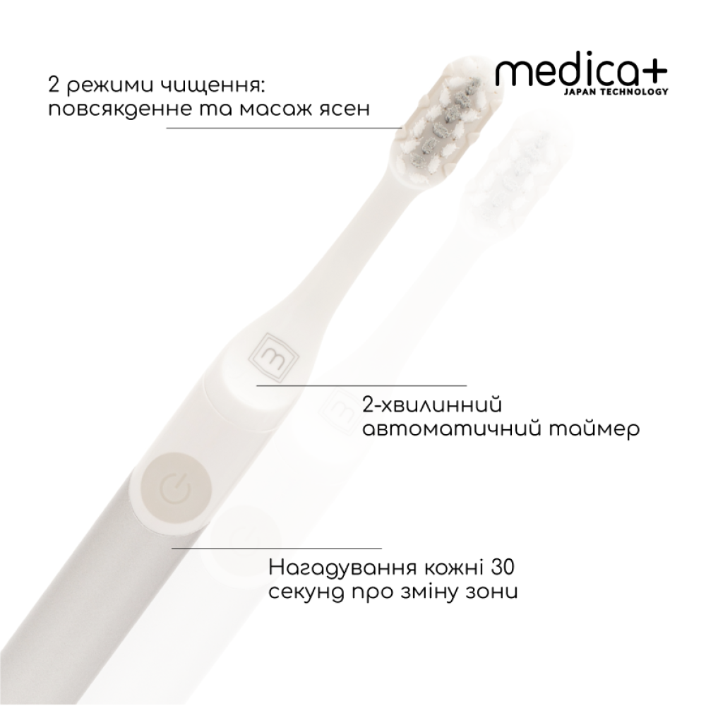 Звуковая зубная щетка MEDICA+ ProBrush 7.0 Compact Silver + Насадки (4 шт) (Japan)