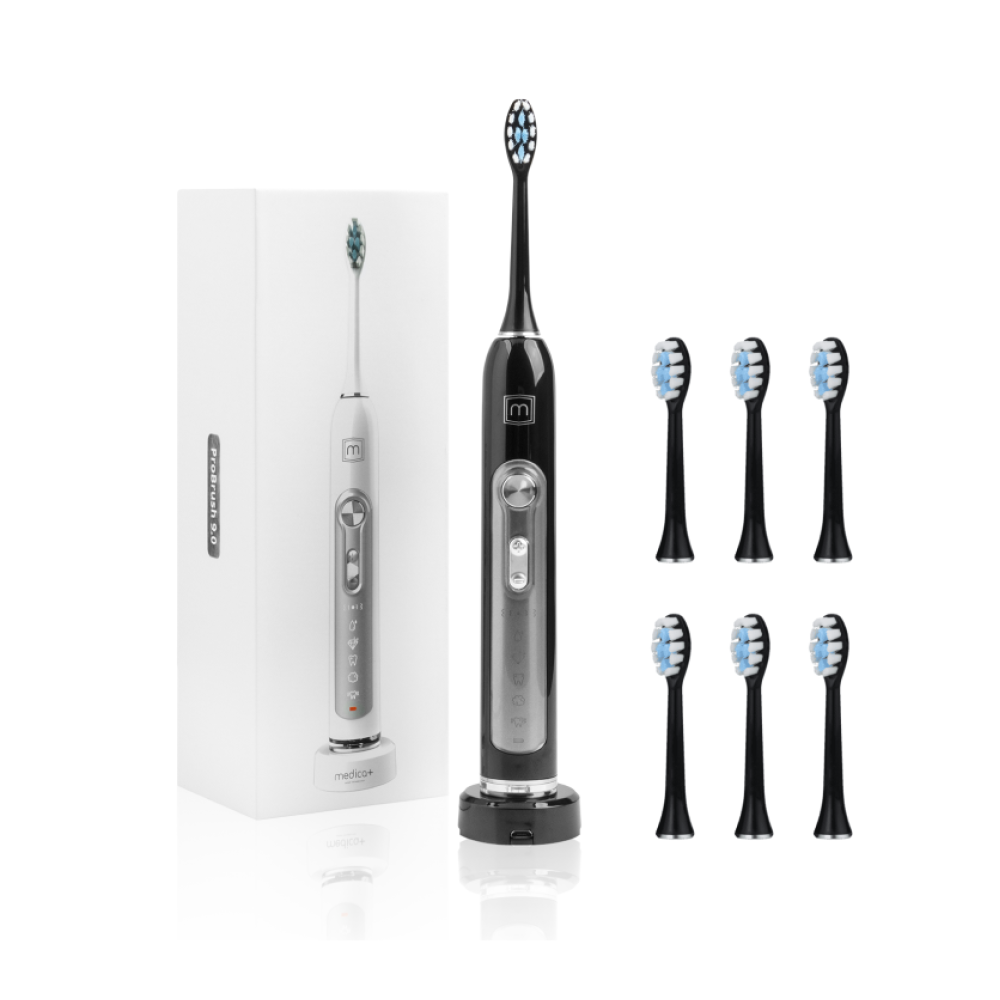 Ультразвуковая зубная щетка MEDICA+ PROBRUSH 9.0 black + насадки (6 шт) (Japan)