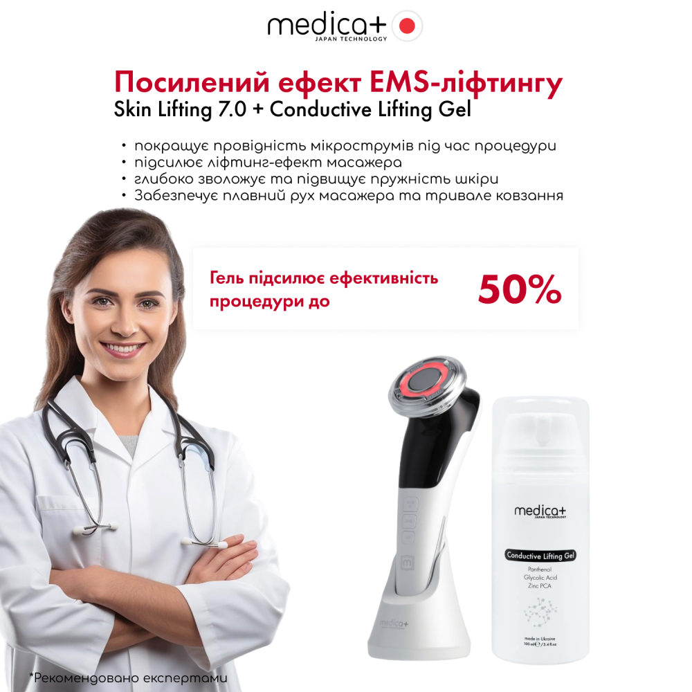 Микротоковый RF Lifting Массажер для лица Skin Lifting 7.0 Pink - EMS, LED (Japan)