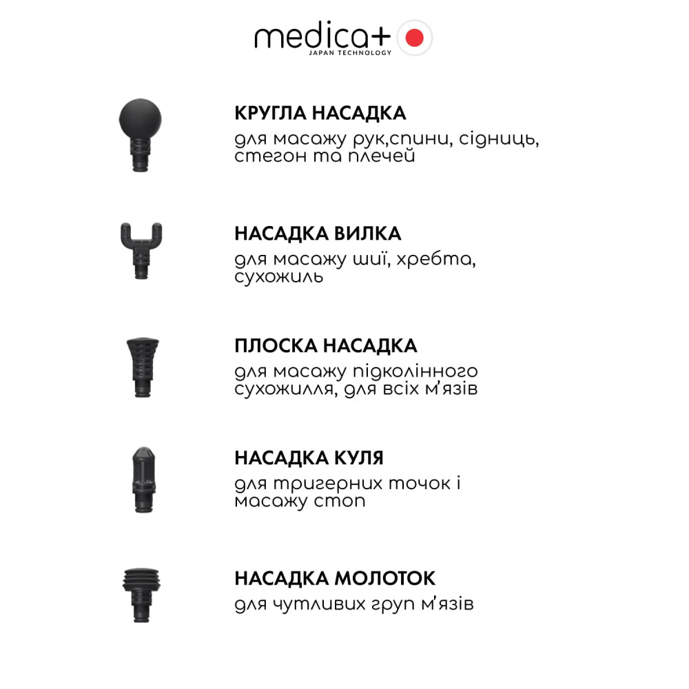 Перкуссионный ручной массажер для тела и мышц MEDICA+ MassHand Pro 6.0 (Japan)