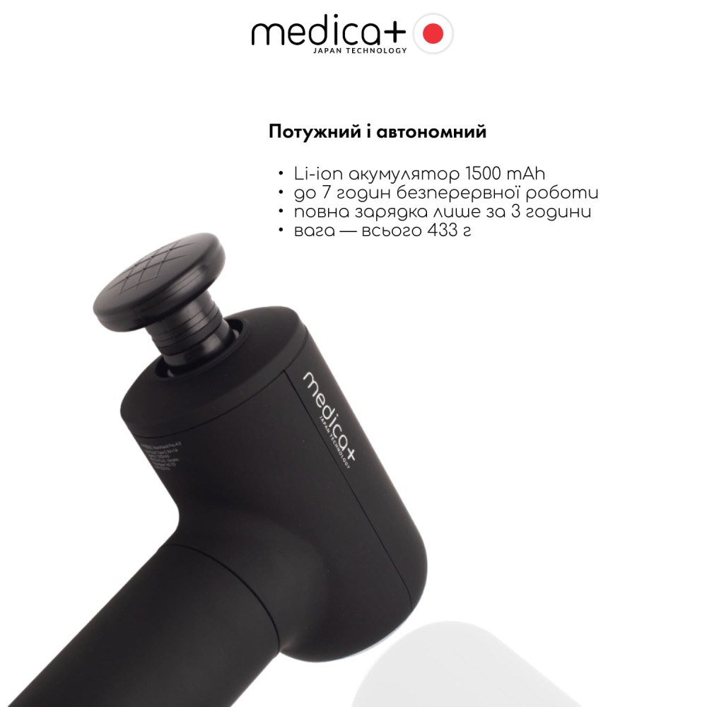 Перкуссионный массажер для тела и мышц MEDICA+ MassHand Pro 4.0 Black (Japan)