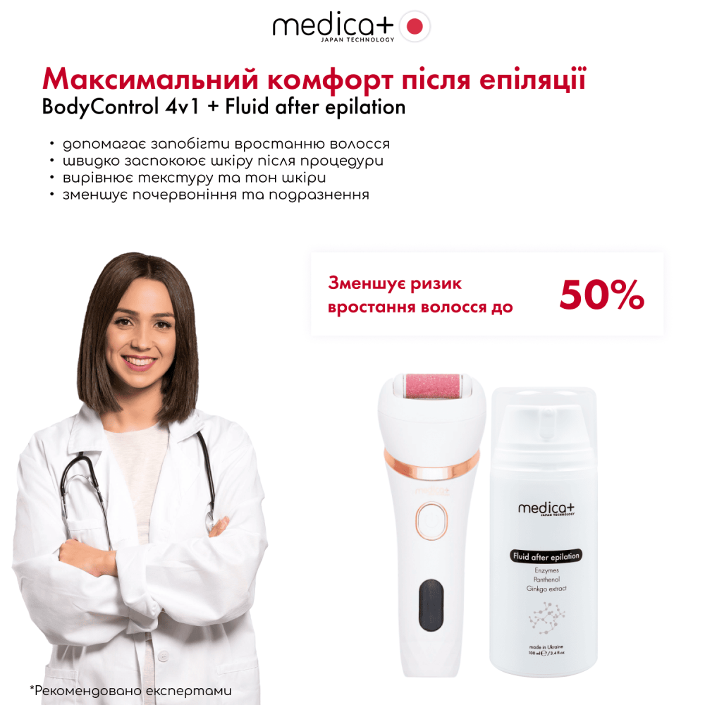 Электрическая роликовая пилка-пемза 4в1 MEDICA+ BodyControl 4v1 + Насадки (2 шт) (Japan)