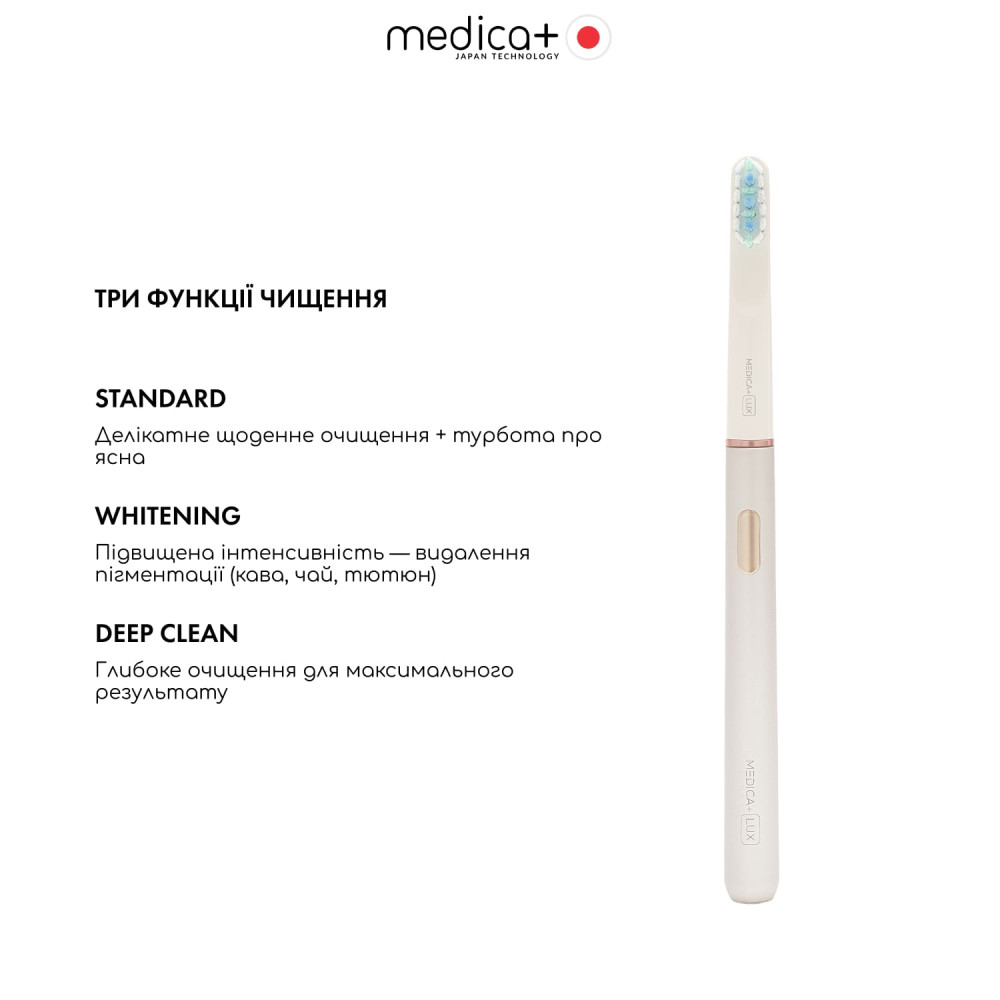 Отбеливающая звуковая зубная щетка MEDICA+ Lux 10ХN Aluminum Portable Silver (Japan)