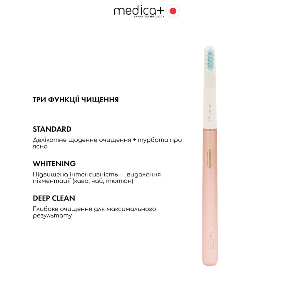 Отбеливающая звуковая зубная щетка MEDICA+ Lux 10ХN Aluminum Portable Rose Gold (Japan)
