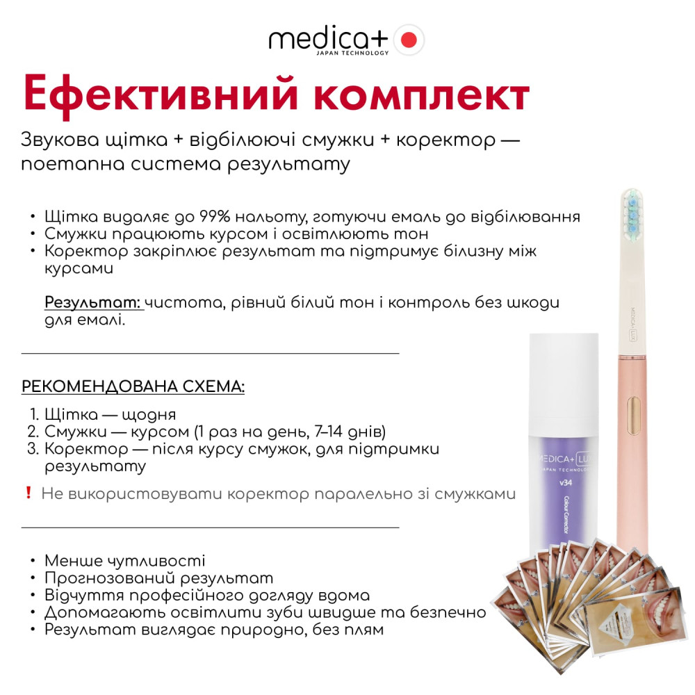 Отбеливающая звуковая зубная щетка MEDICA+ Lux 10ХN Aluminum Portable Rose Gold (Japan)