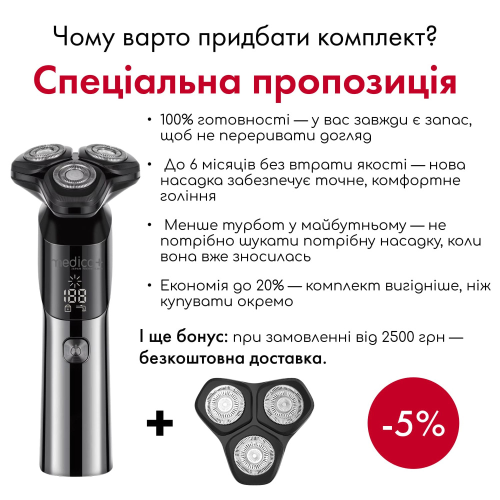 Стальная электробритва MEDICA+ STEEL 6500 (Japan)