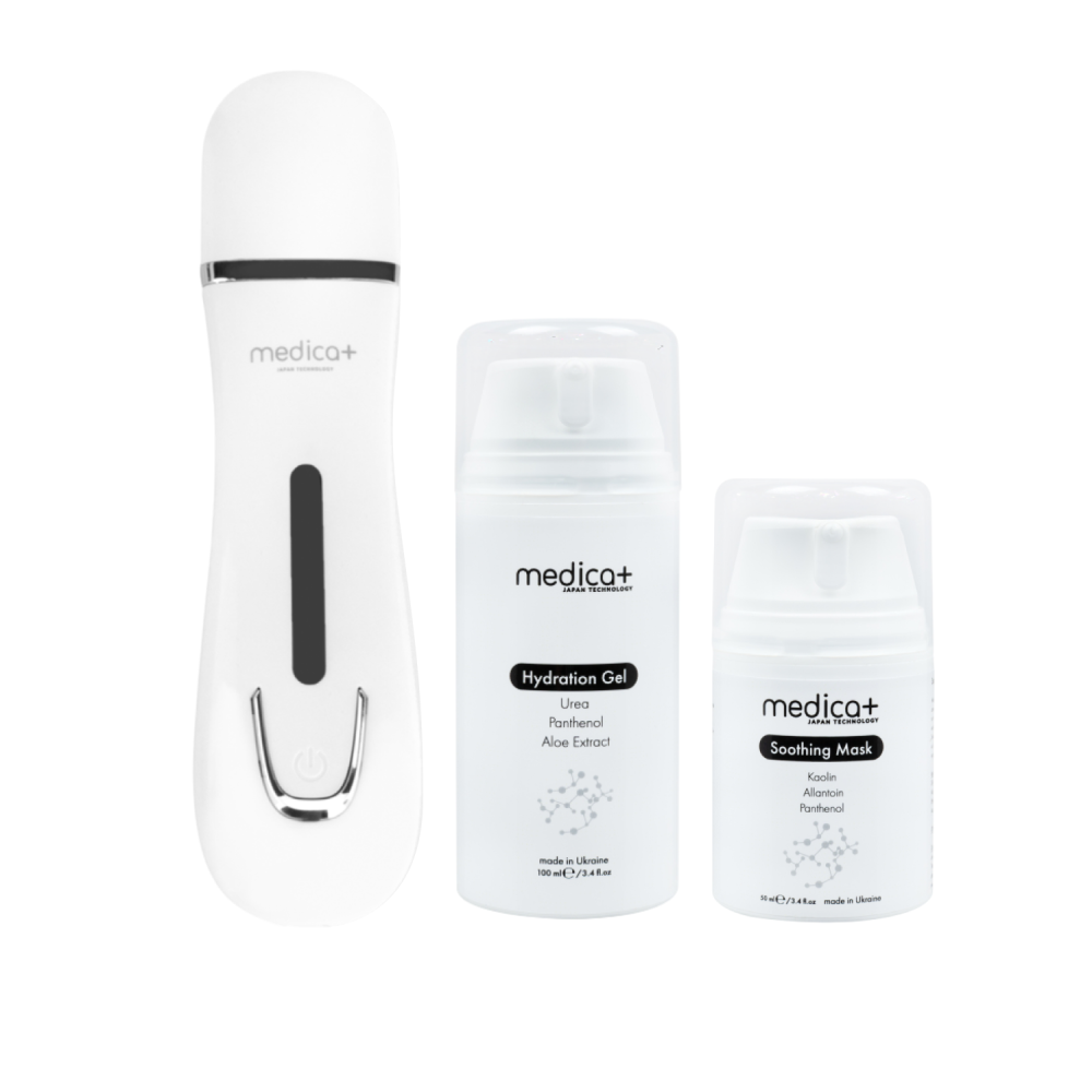 Набор Ультразвуковой скрабер для кожи лица Vibroskin 5.0 + Гидратирующий гель Hydration Gel + Успокаивающая маска для лица Soothing Mask (Japan)