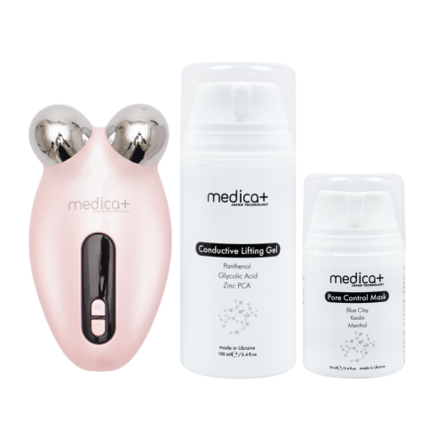Набор Микротоковый лифтинг Skin Lifting 6.0 pink + Токопроводящий гель Conductive Lifting Gel + Поросужающая маска для лица Pore Control Mask (Japan)