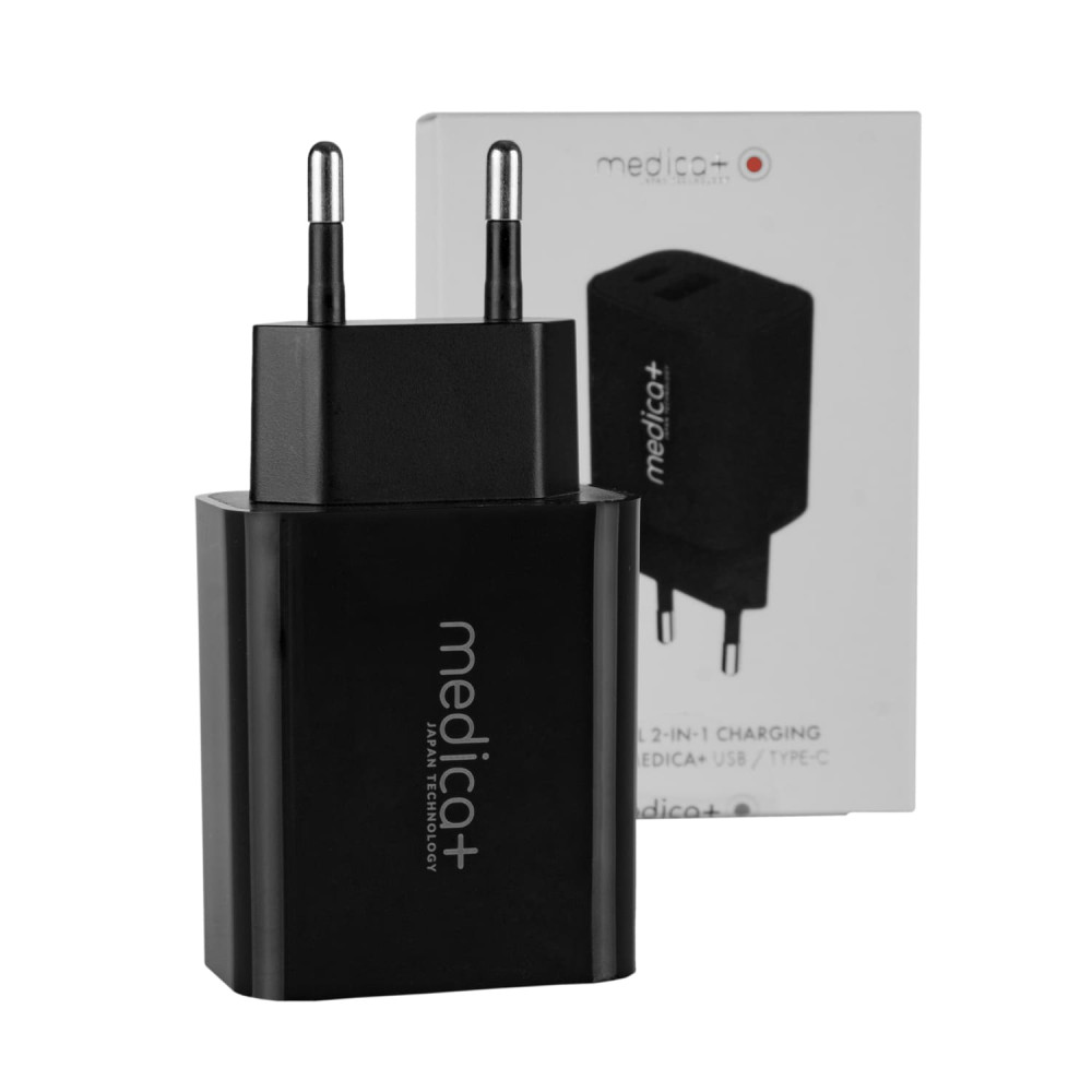 Блок универсальный подзарядный 2в1 MEDICA+ USB/Type-C (Black)