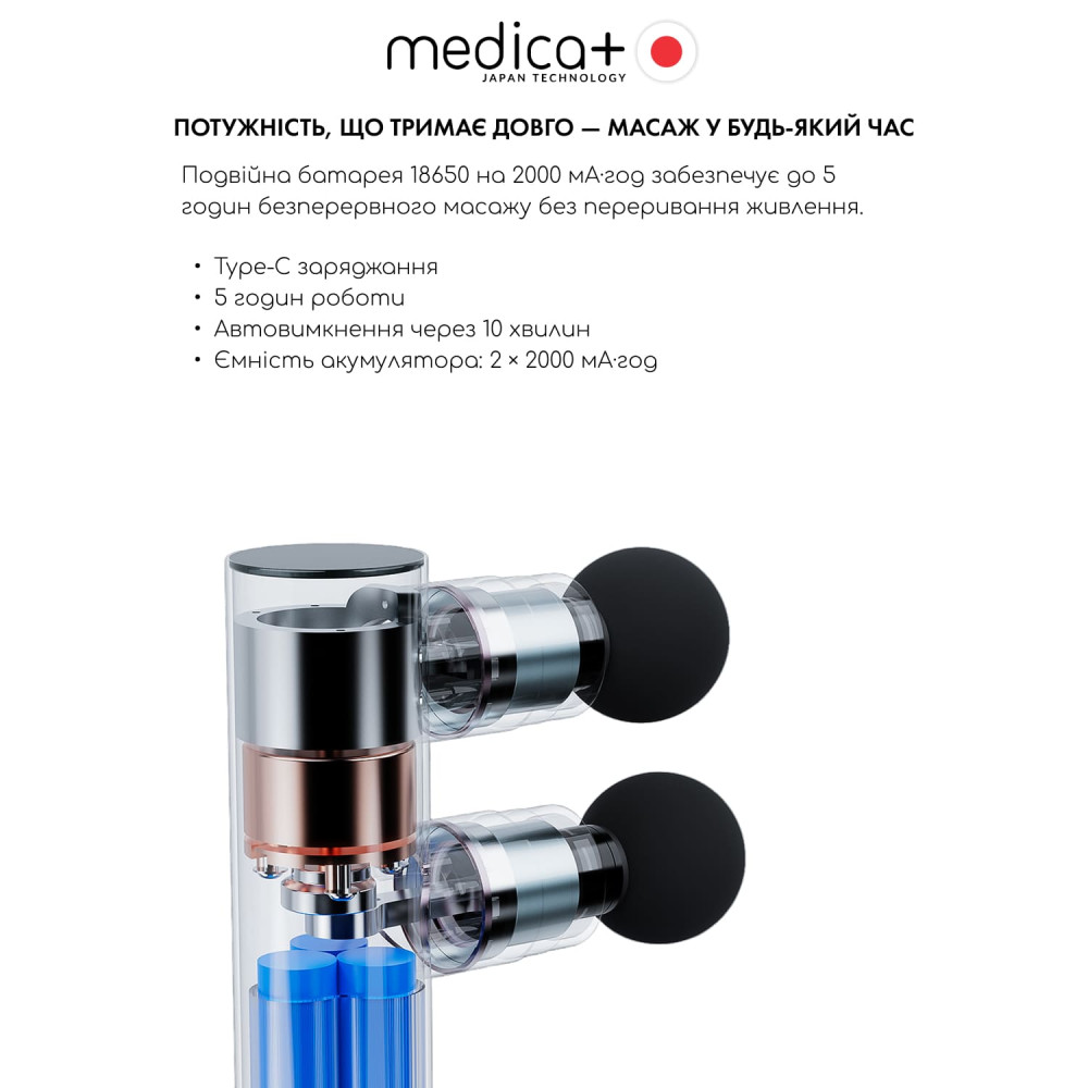 Перкуссионный массажер MEDICA+ MassHand Pro 2Х (Japan)